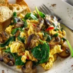 Mushroom Spinach Scrambled Eggs First Image