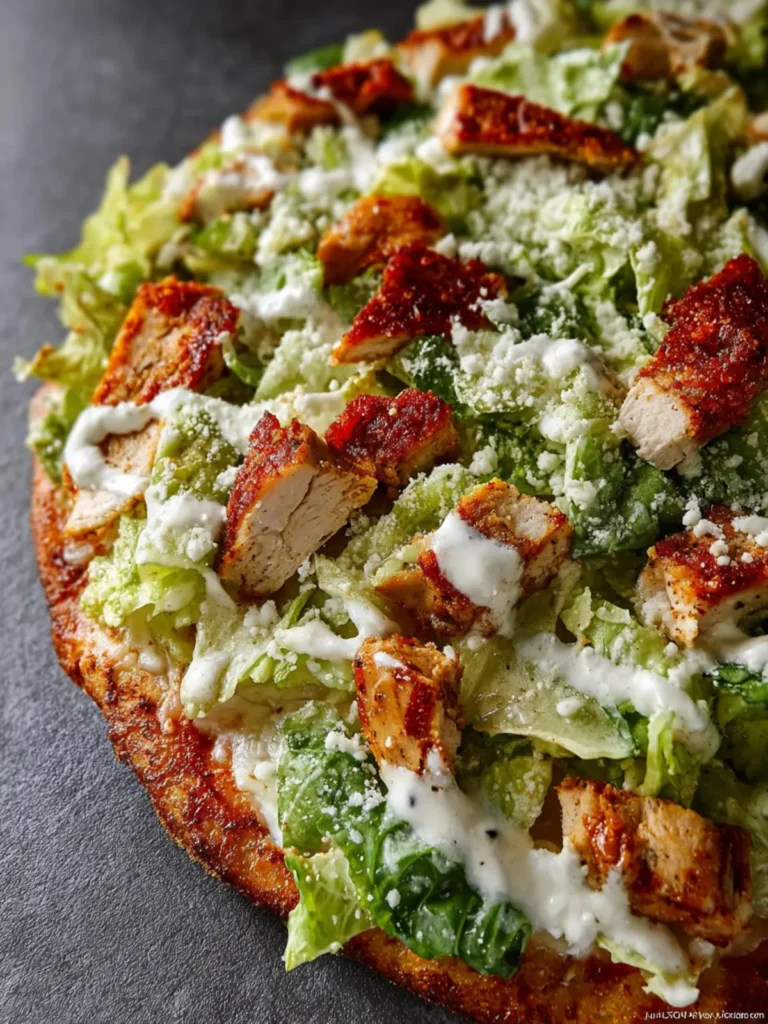 High Protein Chicken Caesar Salad Pizza First Image