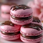 Delightful Pink Velvet Macarons with Chocolate Ganache First Image