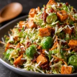 Shredded Brussel Sprout Salad with Roasted Sweet Potatoes First Image