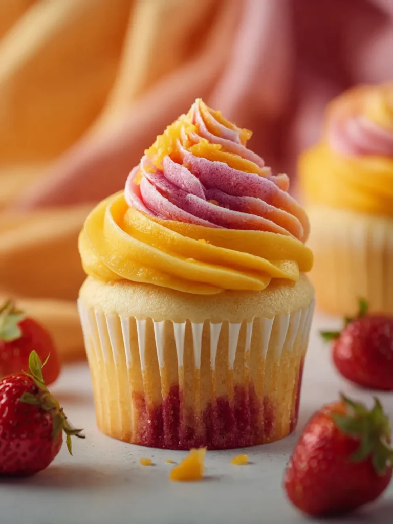 Mango Strawberry Sunset Cupcakes: Irresistible 7-Step Summer Showstopper First Image