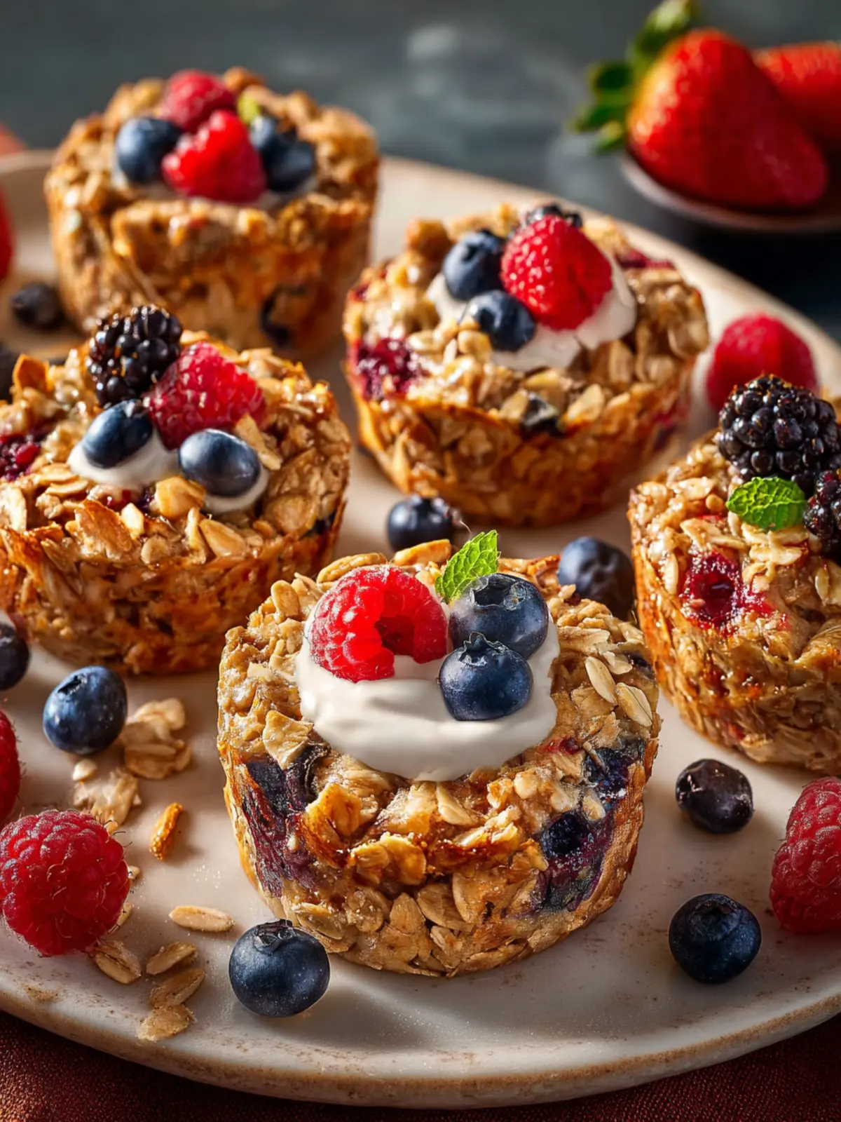 Baked Oatmeal Cups with Greek Yogurt First Image