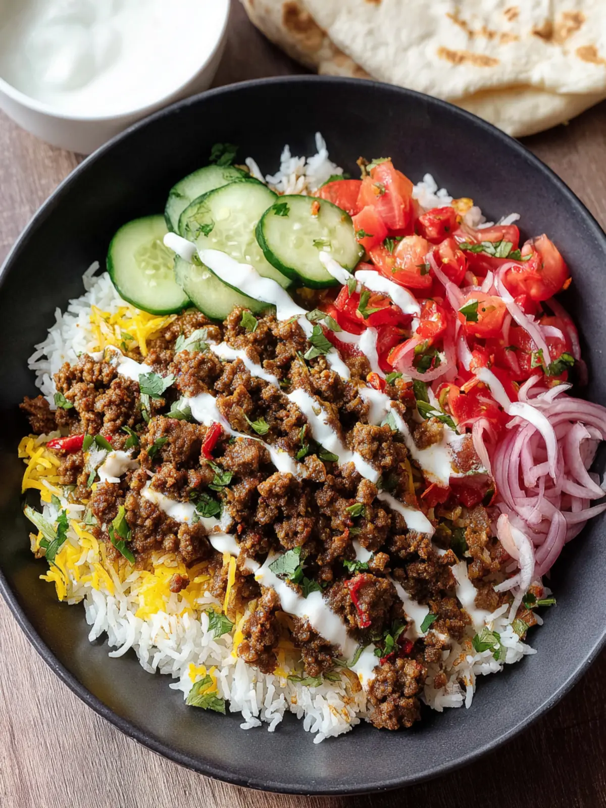 middle eastern ground beef bowl First Image