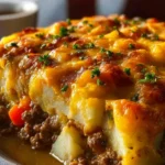 Cheesy Ground Beef Casserole Made With Frozen Potatoes First Image