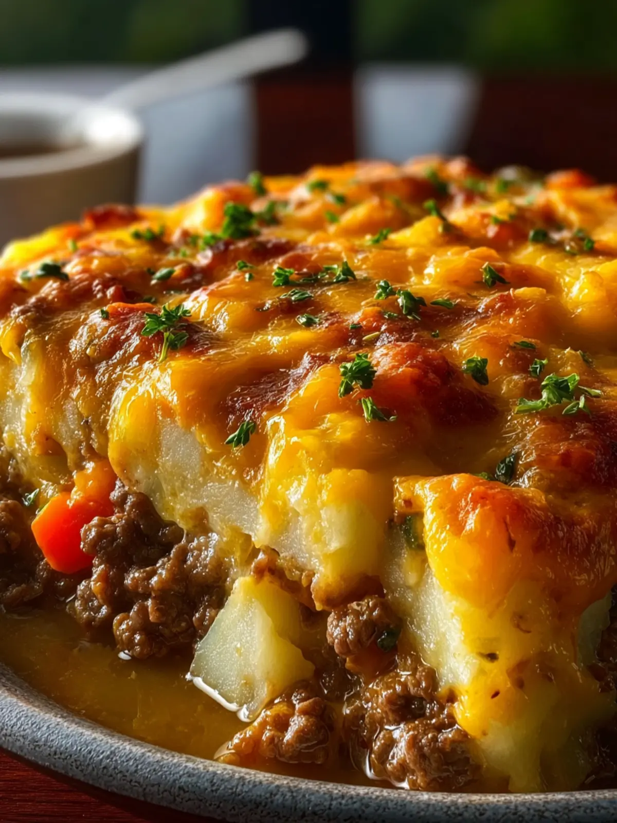 Cheesy Ground Beef Casserole Made With Frozen Potatoes First Image