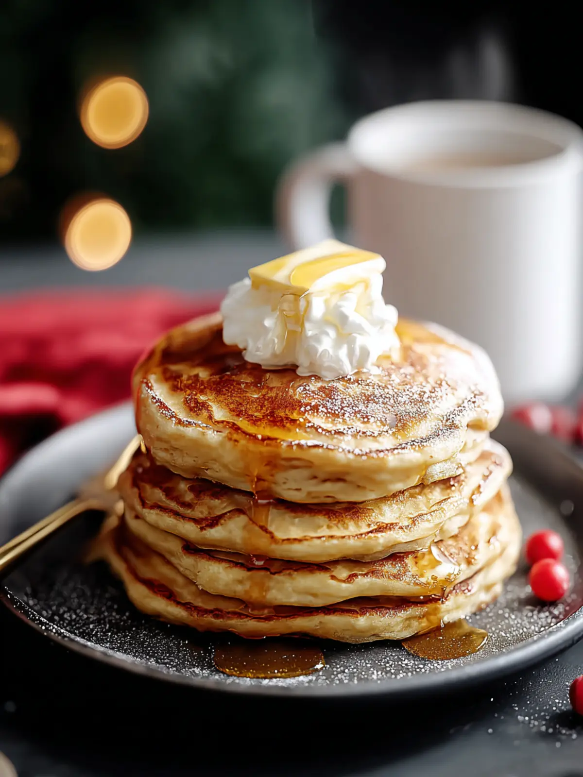 Irresistible Eggnog Pancakes for a Cozy Holiday Breakfast First Image