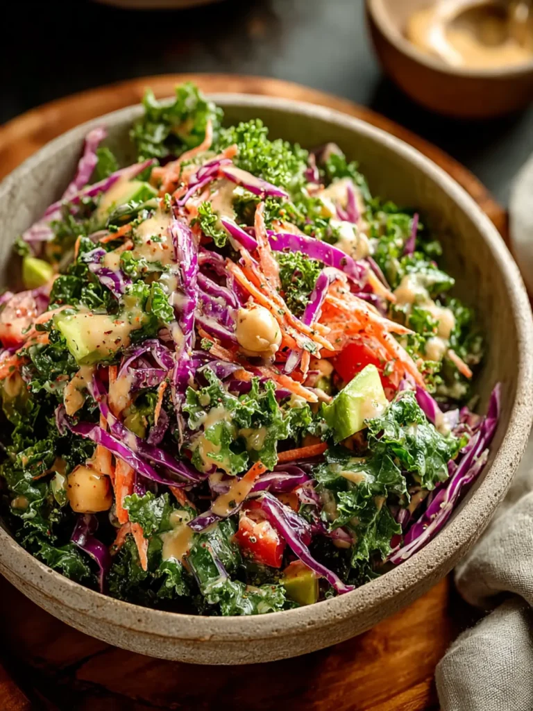 Chopped Kale Cabbage Salad with Sweet Mustard Dressing De… First Image